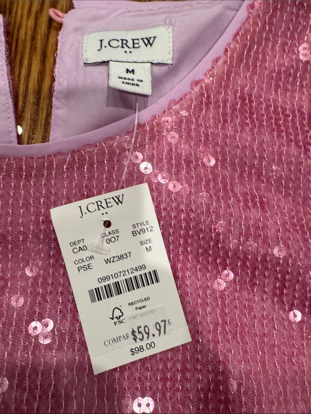 J. Crew Pink Sequin Shell Top - Picture 3 of 4